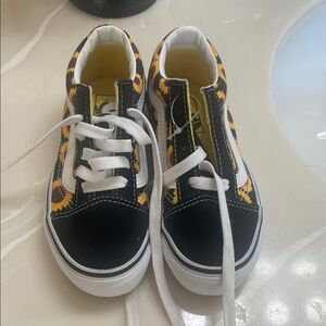 Vans Kids Sneakers Black with Sunflower Pattern